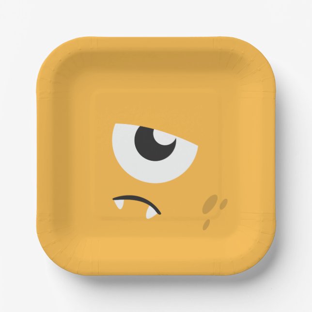 Plato De Papel Fiesta de cumpleaños de Monster (Anverso)