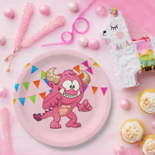 Plato De Papel Fiesta de cumpleaños de Monster chica