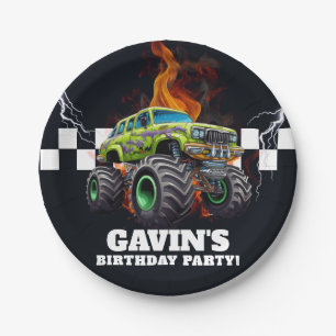Plato De Papel Fiesta de cumpleaños de Monster Truck