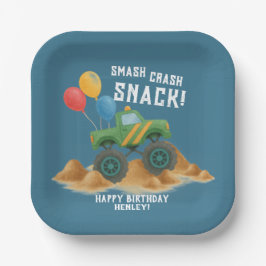 Plato De Papel Fiesta de cumpleaños de Monster Truck