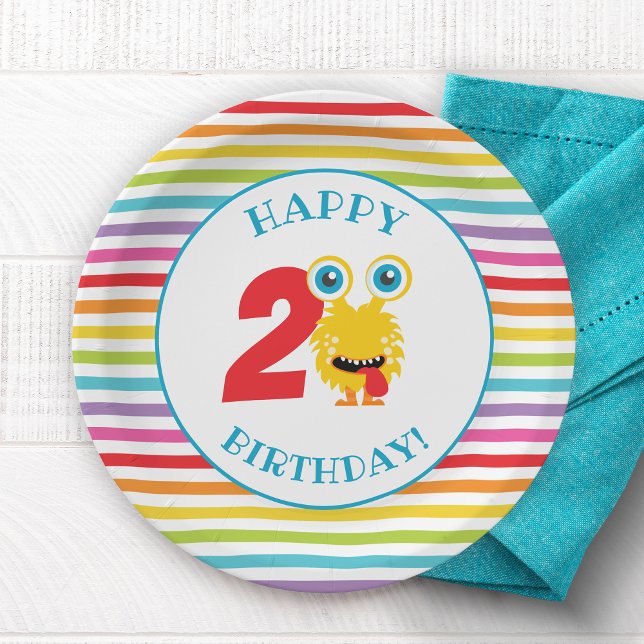 Plato De Papel Fiesta de cumpleaños de Monstruo Azul (Blue Monster Birthday Party Paper Plates)