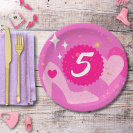 Plato De Papel Fiesta de cumpleaños de muñecas rosadas, edad de P