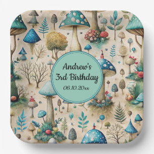 Plato De Papel Fiesta de cumpleaños de Mushrooms Fairyland
