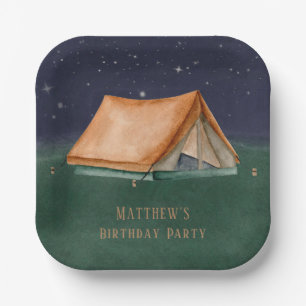 Plato De Papel Fiesta de cumpleaños de Night Campout Boy