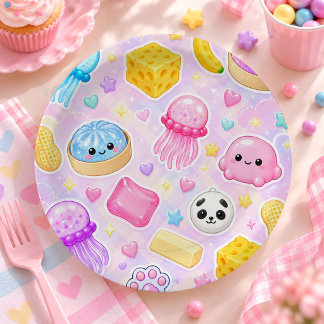 Plato De Papel Fiesta de Cumpleaños de Niña Cute Kawaii Squishies