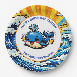 Plato De Papel Fiesta de Cumpleaños de Niño con Tema de Ballenas