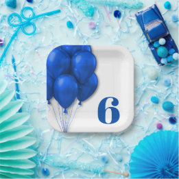 Plato De Papel Fiesta de cumpleaños de niño globos azules