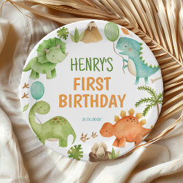 Plato De Papel Fiesta de Cumpleaños de Niño Lindo Dinosaurio de l