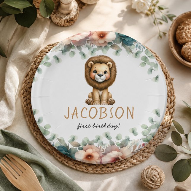 Plato De Papel Fiesta de cumpleaños de niño temática Safari Wild  (Budget Wild One Safari Animals Boy Birthday Party Paper Plates)