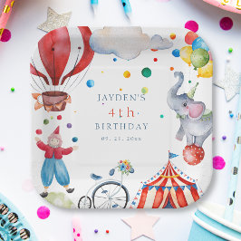 Plato De Papel Fiesta de cumpleaños de niños de Cute Circus