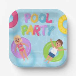 Plato De Papel Fiesta de Cumpleaños de Niños en Piscina Splash Ba