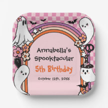 Fiesta de cumpleaños de niños rosados de Halloween