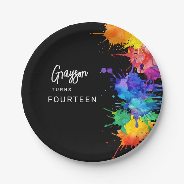 Plato De Papel Fiesta de Cumpleaños de Paintball (Anverso)