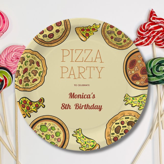 Plato De Papel Fiesta de cumpleaños de pizza de dibujos animados (Subido por el creador)