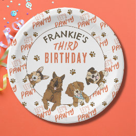 Plato De Papel Fiesta de cumpleaños de Puppy Paw-ty