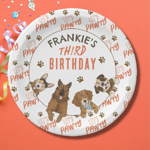 Plato De Papel Fiesta de cumpleaños de Puppy Paw-ty
