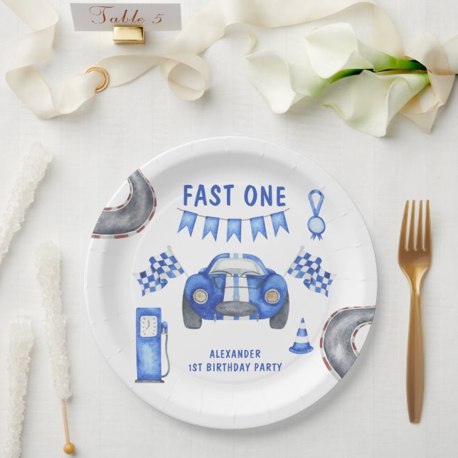 Plato De Papel Fiesta de cumpleaños de Race Car (Boda)