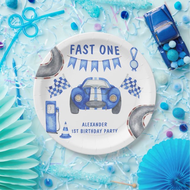 Plato De Papel Fiesta de cumpleaños de Race Car (Fiesta)
