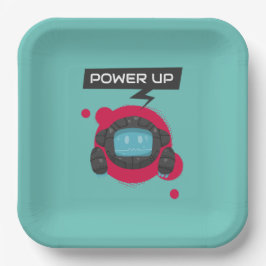 Plato De Papel Fiesta de cumpleaños de Robot