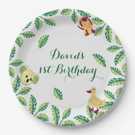 Plato De Papel fiesta de cumpleaños de Safari en personalizable