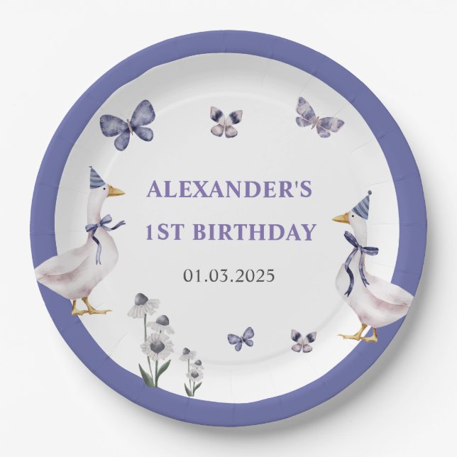 Plato De Papel Fiesta de cumpleaños de Silly Goose (Anverso)