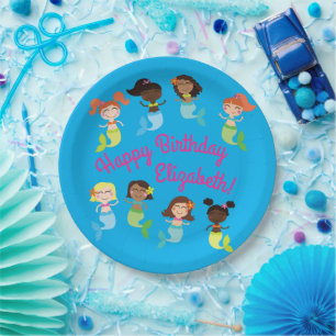 Plato De Papel Fiesta de cumpleaños de Sirena