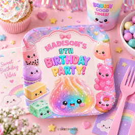 Plato De Papel Fiesta de Cumpleaños de Squishies de Dumpling con