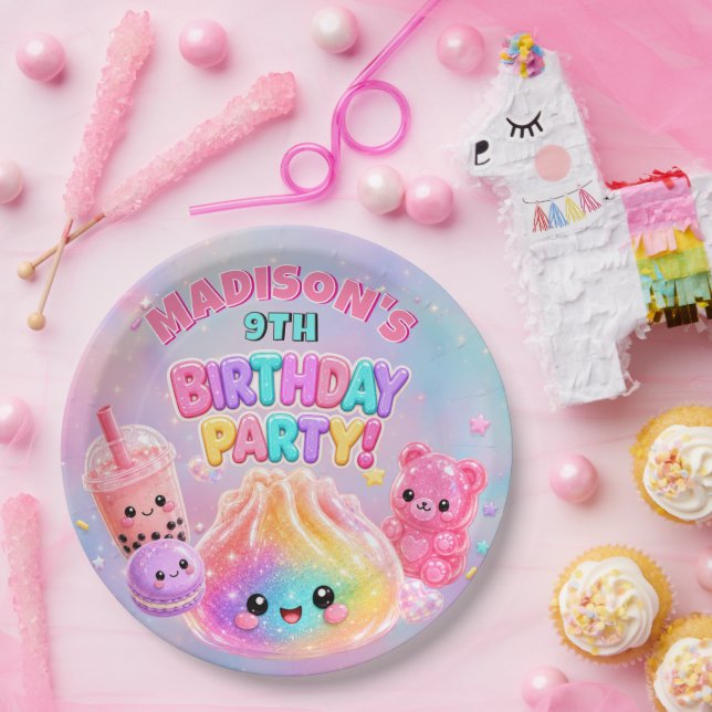 Plato De Papel Fiesta de Cumpleaños de Squishies de Dumpling con  (Fiesta)