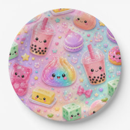 Plato De Papel Fiesta de Cumpleaños de Squishies de Dumpling con