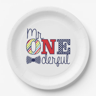 Plato De Papel Fiesta de cumpleaños de Sr. ONEderful - placas de