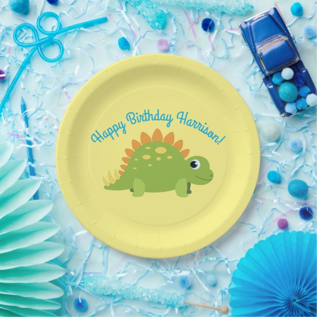 Plato De Papel Fiesta de cumpleaños de Stegosaurus Dinosaur (Fiesta)