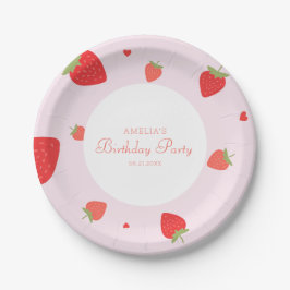 Plato De Papel Fiesta de cumpleaños de Strawberry Sweet Girly