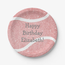 Plato De Papel fiesta de cumpleaños de tenis de chica rosa lindo