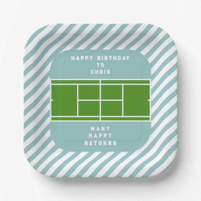 Plato De Papel Fiesta de cumpleaños de Tennis (Anverso)