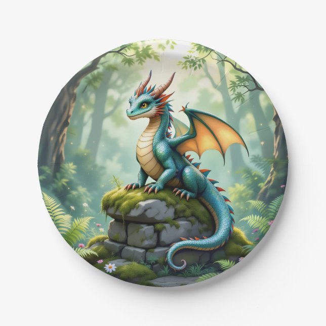 Plato De Papel Fiesta de cumpleaños de un chico con temática dram (Anverso)