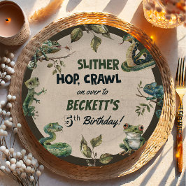 Plato De Papel Fiesta de cumpleaños de un niño con temática repti