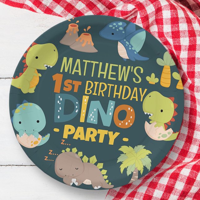 Plato De Papel Fiesta de cumpleaños de un niño de dinosaurio chin (Subido por el creador)