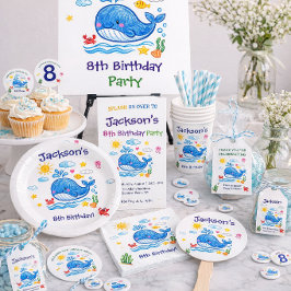 Plato De Papel Fiesta de Cumpleaños de Verano Tema Ballena para N