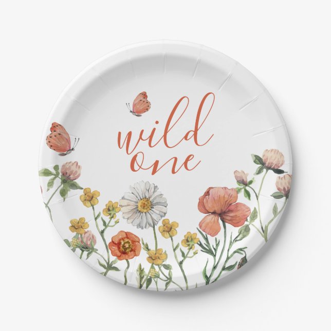 Plato De Papel Fiesta de cumpleaños de Wildflower (Anverso)