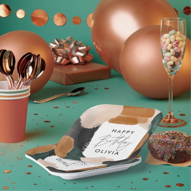 Plato De Papel Fiesta de cumpleaños Decoración abstracta de terra (Multi)