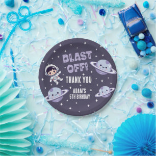 Plato De Papel Fiesta de cumpleaños del astronauta espacial númer