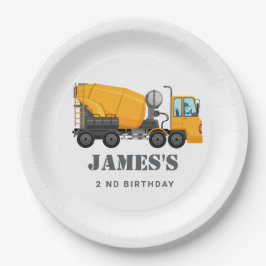 Plato De Papel Fiesta de cumpleaños del camión de construcción
