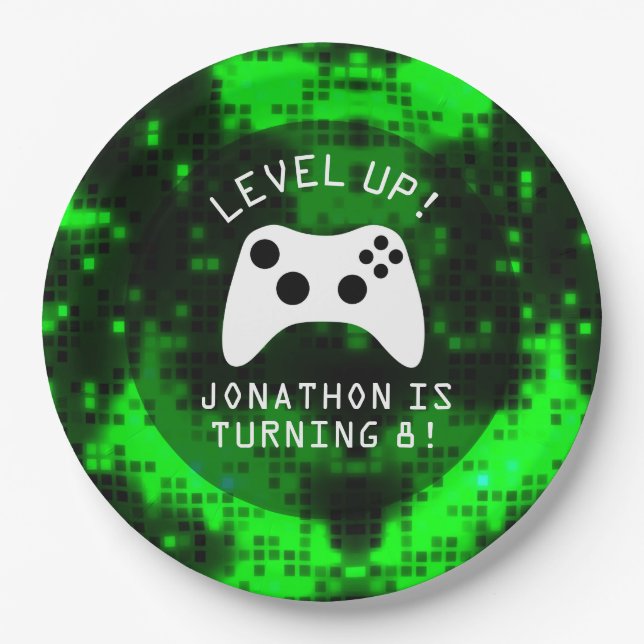 Plato De Papel Fiesta de cumpleaños del Camión de videojuegos de  (Anverso)