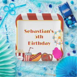 Plato De Papel Fiesta de cumpleaños del carnaval personalizado