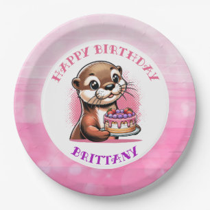 Plato De Papel Fiesta de cumpleaños del Chica Otter