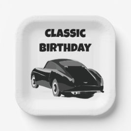 Plato De Papel Fiesta de cumpleaños del coche clásico de época