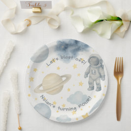 Plato De Papel Fiesta de cumpleaños del espacio cósmico | Cohetes