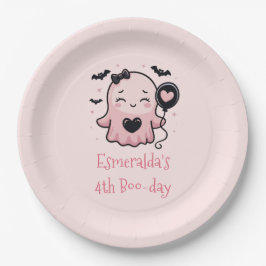 Plato De Papel Fiesta de cumpleaños del fantasma de Halloween ros