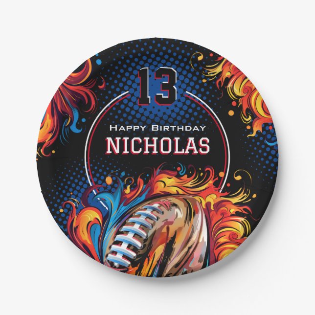 Plato De Papel Fiesta de cumpleaños del fútbol (Anverso)