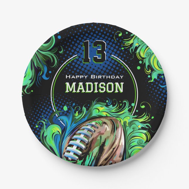 Plato De Papel Fiesta de cumpleaños del fútbol (Anverso)